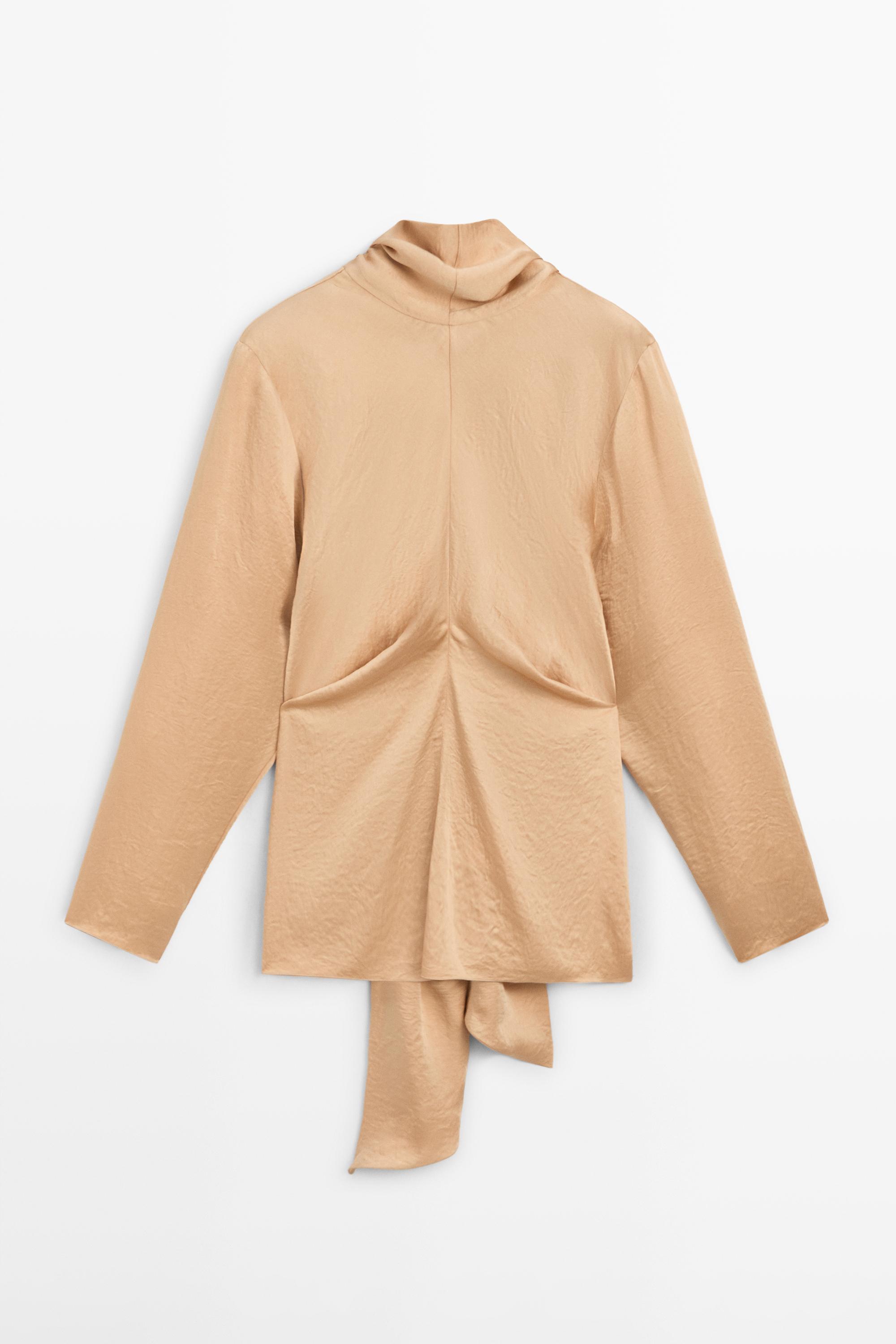 Flowing satin blouse with tie detail - STUDIO